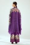 Shop_Rajdeep Ranawat_Purple Silk Geometric Collared Neck Kamara Floral Pattern Shirt Tunic _at_Aza_Fashions