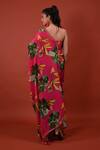 Shop_Rimi Nayak_Pink Printed Flower Pattern Chrysanthemum Floral Saree _at_Aza_Fashions