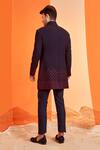 Shop_S&N By Shantnu Nikhil_Blue Wool, Viscose, Polyester Embroidery Tribal Sherwani_at_Aza_Fashions