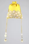 Shop_Clutch'D_Yellow Embroidered Floral Potli Bag _at_Aza_Fashions