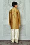 Shop_Petite Pomme_Brown Silk, Cotton Solid Kurta And Contrast Churidar Set _at_Aza_Fashions
