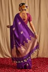 Shop_Paaprika_Purple Pure Spun Silk Handwoven Zari Leaf And Floral Banarasi Saree _at_Aza_Fashions