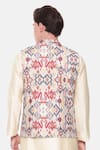 Shop_Mayank Modi - Men_Beige Mulmul Printed Ikat Bundi _at_Aza_Fashions