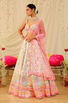 Shop_Rajbinder Chahal_White Dupion Silk Embroidery Mirror Sweetheart Neck Bridal Lehenga Set  _at_Aza_Fashions