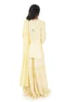 Shop_Monisha Jaising_Yellow Raw Silk Hand Embroidered Kurta Set With Chikankari Sharara  _at_Aza_Fashions