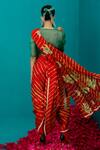 Shop_Latha Puttanna_Orange Satin Organza Embroidered Sequins Leheriya Saree _at_Aza_Fashions