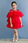 Shop_Pinkcow designs pvt ltd_Red Velvet, Net, Crepe Pearls Frill Layered Dress _at_Aza_Fashions