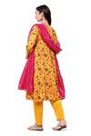 Shop_Shetab Kazmi_Yellow Modal Satin Floral, Gota Patti Round Flower Print And Laced Kurta Set _at_Aza_Fashions