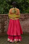 Shop_Vashisht Guru Dutt_Coral Handloom Chanderi Embroidered Anarkali And Lehenga Set For Women_at_Aza_Fashions