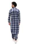 PS Men by Payal Singhal_Blue Velvet Checkered Bomber Kurta And Joggers Set  _Online_at_Aza_Fashions