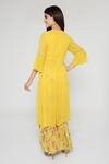 Shop_Bha Sha_Yellow Georgette, Net, Silk Cut Work, Erica Embroidered Peplum Tunic Sharara Set _at_Aza_Fashions