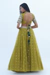 Shop_Nadima Saqib_Green Blouse Dupion Embroidery Thread Round Collar Floral Mirror Lehenga Set _at_Aza_Fashions