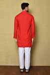 Shop_Aryavir Malhotra_Red Cotton Silk Plain Short Full Sleeve Kurta _at_Aza_Fashions