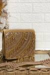 Shop_Kainiche By Mehak_Gold Embellished Raw Silk Clutch Bag _at_Aza_Fashions