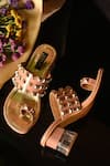 Shop_Miraki_Beige Embellished Stud Block Heels _at_Aza_Fashions