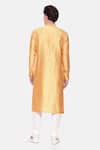 Shop_Mayank Modi - Men_Yellow Cotton Silk Jacquard Geometric Pattern Kurta Set _at_Aza_Fashions
