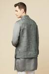 Shop_Spring Break_Gray Cotton, Polyester Mirrors Embroidered Grey Bundi And Kurta Set _at_Aza_Fashions