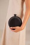 Shop_Ampm_Black Zayla Circular Shape Clutch_at_Aza_Fashions