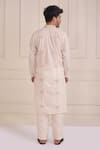 Shop_Shwetanga_Ivory Organic Cotton Embroidered Dori Kurta And Pant Set _at_Aza_Fashions