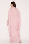 Shop_Bha Sha_Pink Muslin, Linen Sequins, Beads Square Triya Printed Kaftan And Draped Skirt Set _at_Aza_Fashions