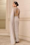 Tarun Tahiliani_Grey Saree  Silk Chiffon Embroidered Lace Scoop Neck With Work Blouse _Online_at_Aza_Fashions