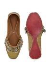 Shop_5elements_Gold Brocade Coin Embellished Juttis _at_Aza_Fashions