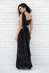 Shop_Talking Threads_Black Silk Georgette Embroidered Embellished Saree Gown With Blouse  _at_Aza_Fashions