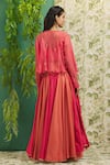 Shop_Alaya Advani_Peach Muslin Silk Embroidery Mirror Scoop Neck Work Jacket Lehenga Set _at_Aza_Fashions