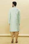 Shop_Samyukta Singhania_Green Silk, Leather Embroidery Mandarin Collar Kurta Patiala Set _at_Aza_Fashions