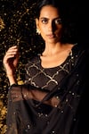 Shop_Gulaal_Black Muslin, Silk, Chiffon Sequins, Hand Embroidered Short Kurta Palazzo Set _at_Aza_Fashions