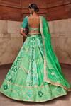 Shop_Aditi Gupta_Green Banarasi Chanderi Butterflies And Pattern Bridal Lehenga Set _at_Aza_Fashions