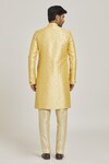 Shop_Adara Khan_Beige Sherwani Banarasi Jacquard Floral Pattern And Gold Pant Set_at_Aza_Fashions
