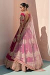 Shop_Angad Singh_Wine Silk, Chiffon Cut Work, Embroidered Scallop Border Bridal Lehenga Set _at_Aza_Fashions