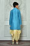 Shop_Arihant Rai Sinha_Blue Silk Full Sleeve Straight Kurta And Dhoti Pant Set _at_Aza_Fashions