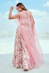 Shop_Nikita Vishakha_Pink Georgette Printed Floral Ruffle Cape And Lehenga Skirt Set For Women_at_Aza_Fashions