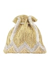 Shop_Aloha by PS_Gold Crystals And Cut Dana Tassels Strings Of Love Embroidered Potli Bag_at_Aza_Fashions