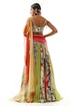 Shop_Mahima Mahajan_Multi Color Organza Satin Printed Floral Sweetheart Layered Lehenga Blouse Set _at_Aza_Fashions