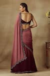 Shop_Shilpi Gupta_Wine Saree Silk Georgette And Blouse Viscose Ombre Lehenga With  _at_Aza_Fashions