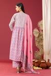 Shop_Abbaran_Pink Cotton Embroidery V-neck Floret Print Anarkali Palazzo Set _at_Aza_Fashions