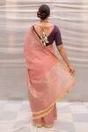 Shop_Priyanka Raajiv_Pink Chanderi Silk Plain Nandini Saree  _at_Aza_Fashions