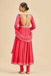 Shop_Nitika Gujral_Fuchsia Anarkali Georgette Embroidery Zari Scoop Neck Set _at_Aza_Fashions