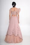 Shop_Merge Design_Pink Georgette, Organza, Chiffon, Net Embroidery, Stones Overlap Lehenga Set _at_Aza_Fashions