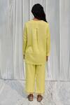 Shop_Ayaka_Yellow 100% Organic Cotton Made With Soyabean Front Pleated Trouser _at_Aza_Fashions