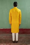 Shop_Artless_Yellow Vegan Leather Plain Sunshine Mandarin Collar Kurta Set _at_Aza_Fashions