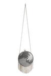 Shop_A Clutch Story_Silver Embellished Silk Disco Ball Clutch _at_Aza_Fashions