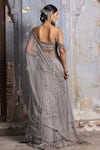 Nitika Gujral_Grey Saree Georgette Embroidered Bead And Crystal Work Lehenga With Blouse _Online_at_Aza_Fashions