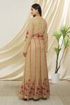 Shop_Peenacolada_Brown Georgette, Silk Embroidery, Tassels V-neck Resham Anarkali With Dupatta _at_Aza_Fashions