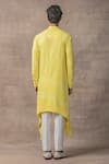 Shop_Sarab Khanijou_Yellow Moss Crepe Plain Tie Dye Full Sleeve Kurta Set For Men_at_Aza_Fashions