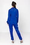 Shop_Sartoriale_Blue 100% Viscose Hand Embroidered Sequins Collared Shirt And Pant Set _at_Aza_Fashions