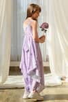 Shop_Pasha India_Purple Linen Floral Pattern Palazzo Jumpsuit _at_Aza_Fashions